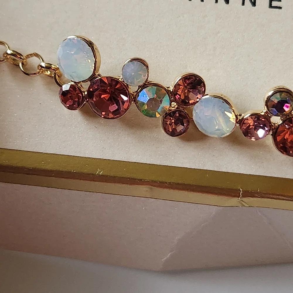 Anne Klein Bracelet Gold Tone Stones New